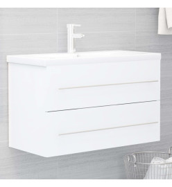 Armoire d'évier avec lavabo intégré Blanc Aggloméré