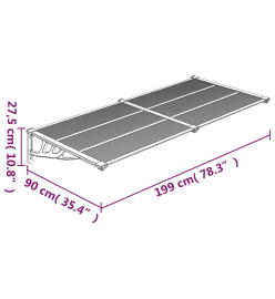 Auvent de porte Gris et transparent 199x90 cm Polycarbonate