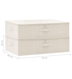 Boîtes de rangement 2 pcs Tissu 70x40x18 cm Crème