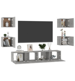 Ensemble de meubles TV 6 pcs Gris béton Aggloméré