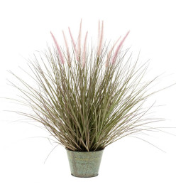 Emerald Herbe Pennisetum artificielle 58 cm en pot en zinc