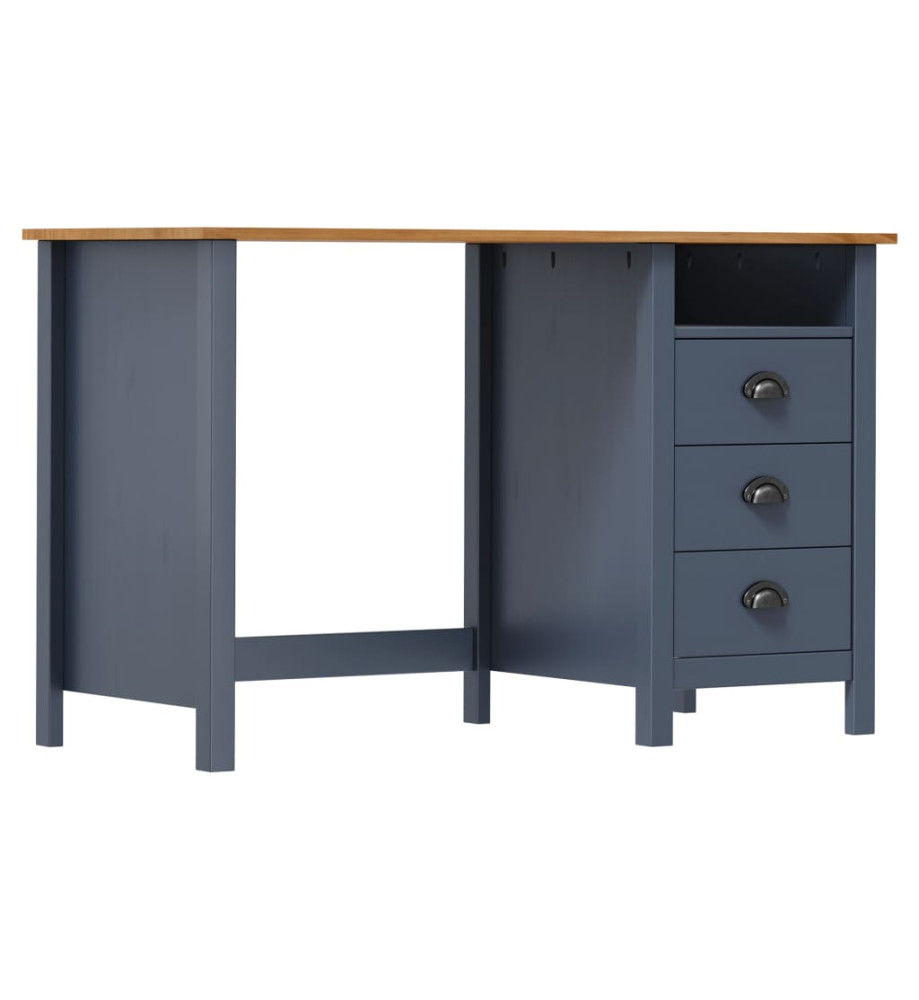 Bureau Hill avec 3 tiroirs Gris 120x50x74 cm Pin solide