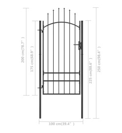 Portail de jardin Acier 1x2,5 m Noir