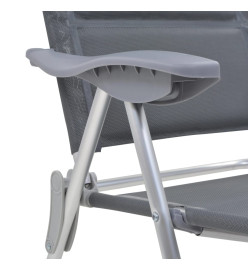 Chaise de camping 2 pcs Gris 58x69x111 cm Aluminium