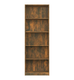 Bibliothèque 5 niveaux Chêne fumé 60x24x175cm Bois d'ingénierie