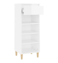 Armoire à chaussures Blanc brillant 40x36x105cm Bois ingénierie