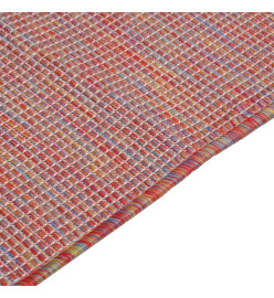 Tapis à tissage plat d'extérieur 80x150 cm Rouge