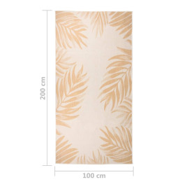 Tapis à tissage plat d'extérieur 100x200 cm Motif de feuille