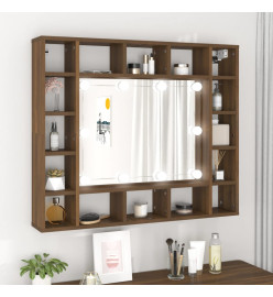 Armoire à miroir avec LED Chêne marron 91x15x76,5 cm