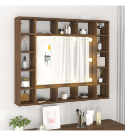 Armoire à miroir avec LED Chêne marron 91x15x76,5 cm