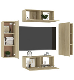 Ensemble de meubles TV 4 pcs Chêne sonoma Aggloméré