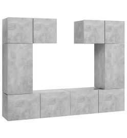 Ensemble de meuble TV 6 pcs Gris béton Aggloméré