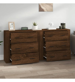 Buffets 2 pcs chêne marron bois d'ingénierie