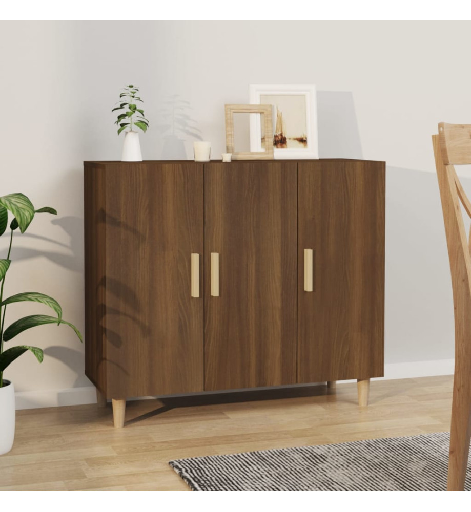 Buffet chêne marron 90x34x80 cm bois d'ingénierie