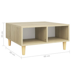 Table basse Blanc et chêne sonoma 60x60x30 cm Aggloméré