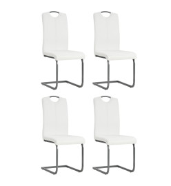 Chaises à manger cantilever lot de 4 blanc similicuir