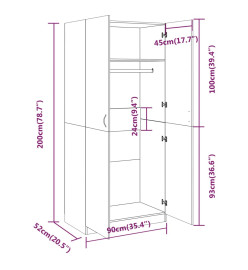 Garde-robe Sonoma gris 90x52x200 cm Bois d'ingénierie