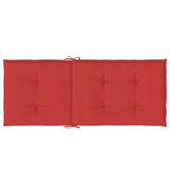 Coussins de chaise de jardin dossier haut lot de 4 rouge tissu