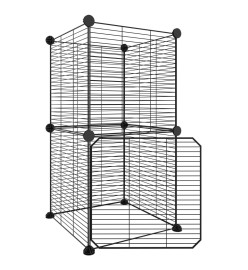 Cage animaux de compagnie à 8 panneaux et porte Noir 35x35 cm