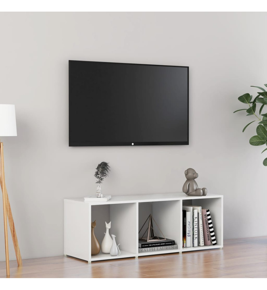 Meuble TV Blanc brillant 107x35x37 cm Aggloméré