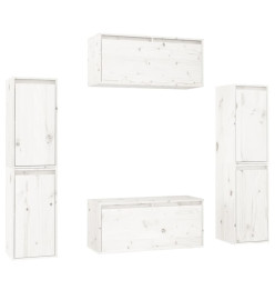 Meubles TV 6 pcs Blanc Bois massif de pin