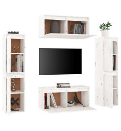 Meubles TV 6 pcs Blanc Bois massif de pin