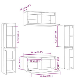 Meubles TV 6 pcs Blanc Bois massif de pin