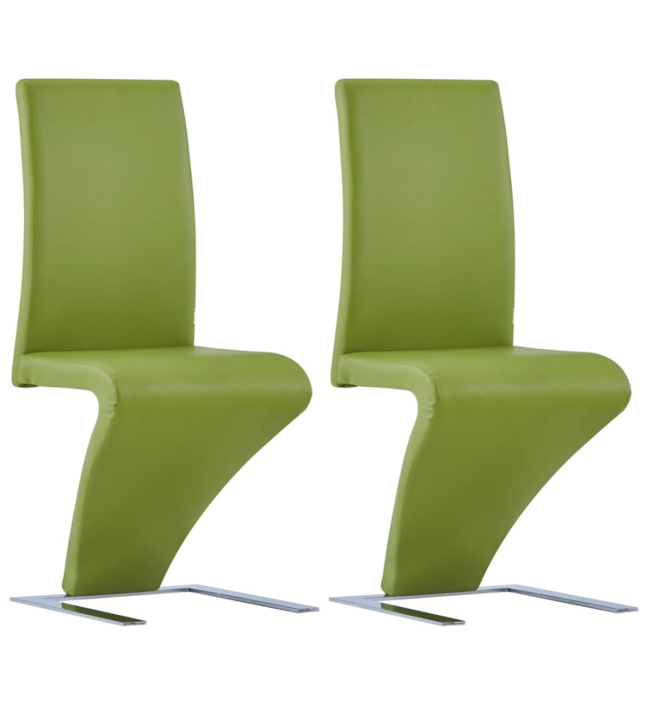 Chaises à manger avec forme de zigzag lot de 2 vert similicuir