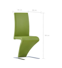 Chaises à manger avec forme de zigzag lot de 2 vert similicuir