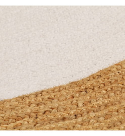 Tapis tressé Blanc et naturel 120 cm Jute et coton Rond