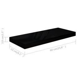 Étagère murale flottante 4 pcs Noir brillant 60x23,5x3,8 cm MDF