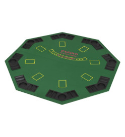 Dessus de table de poker pour 8 joueurs 2 plis Octogonal Vert