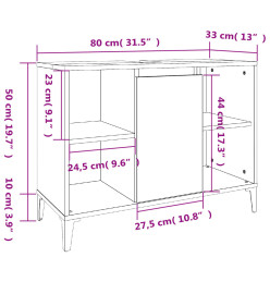 Meuble d'évier chêne fumé 80x33x60 cm bois d'ingénierie