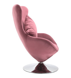 Fauteuil pivotant en forme d’œuf avec coussin Rose Velours