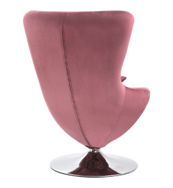 Fauteuil pivotant en forme d’œuf avec coussin Rose Velours