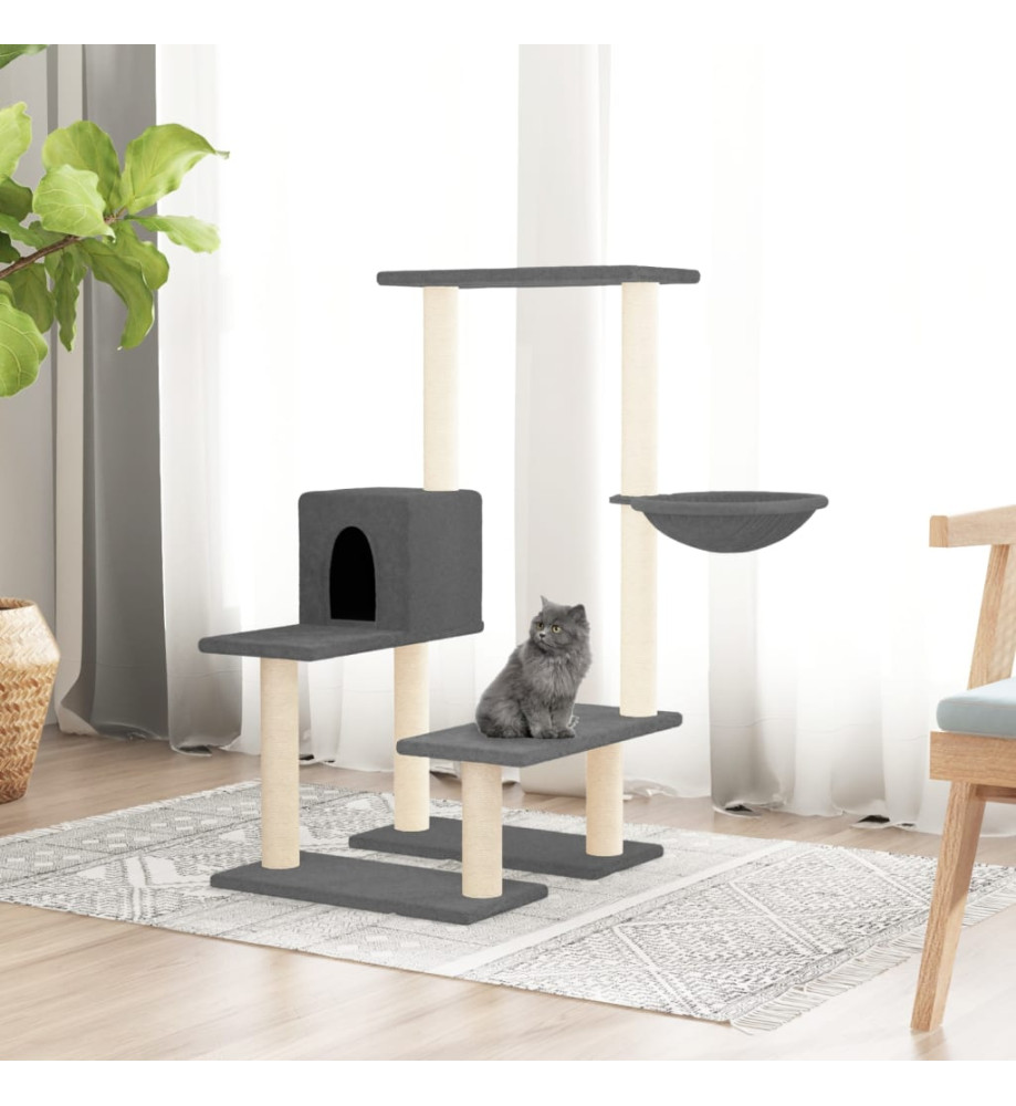 Arbre à chat avec griffoirs en sisal Gris foncé 94,5 cm