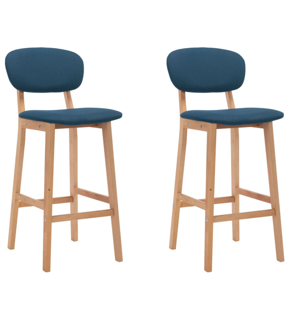 Tabourets de bar lot de 2 bleu tissu