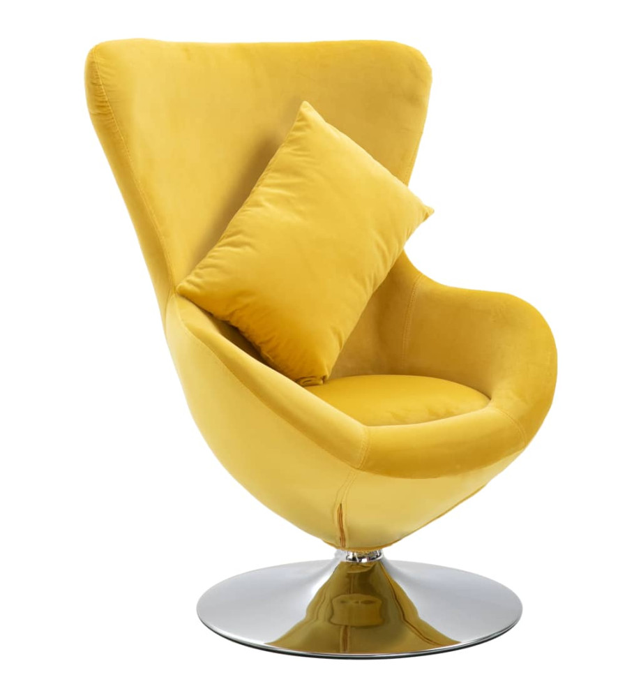 Fauteuil pivotant en forme d’œuf avec coussin Jaune Velours