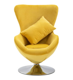 Fauteuil pivotant en forme d’œuf avec coussin Jaune Velours