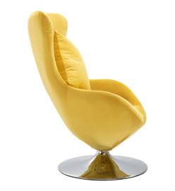 Fauteuil pivotant en forme d’œuf avec coussin Jaune Velours