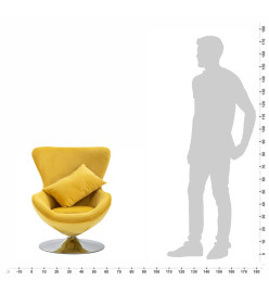 Fauteuil pivotant en forme d’œuf avec coussin Jaune Velours