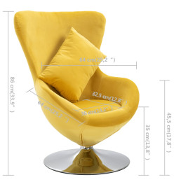 Fauteuil pivotant en forme d’œuf avec coussin Jaune Velours