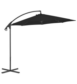 Parasol déporté avec mât en acier 300 cm Noir