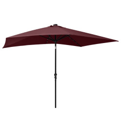 Parasol avec LED et mât en acier Rouge bordeaux 2x3 m