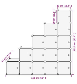 Cubes de rangement 15 pcs avec portes Transparent PP