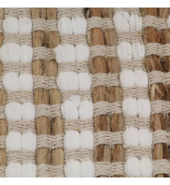 Tapis de salle de bain tissés à la main Naturel et blanc