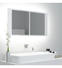 Armoire à miroir de bain à LED Blanc brillant Acrylique
