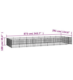 Chenil d'extérieur pour chiens Acier 25,4 m²