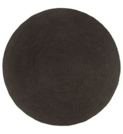 Tapis tressé réversible Anthracite et naturel 90 cm Jute Rond