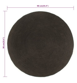 Tapis tressé réversible Anthracite et naturel 90 cm Jute Rond